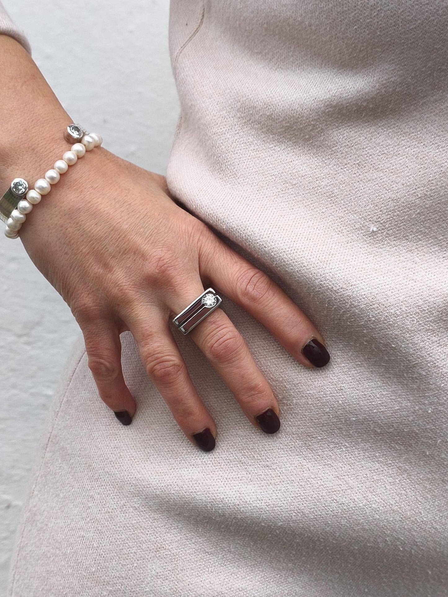 Statement Ring: Twin Band Moissanite Jewelry, Original Design Elisa Kuno
