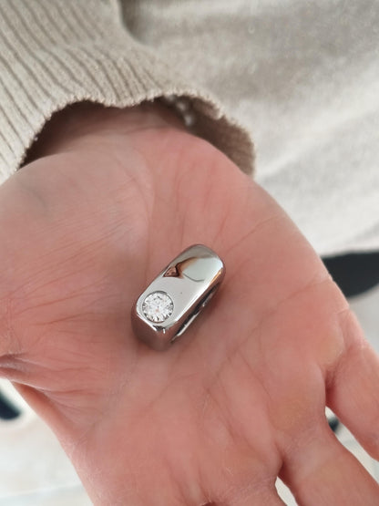 Moissanite Statement Ring: Stainless Steel Offset Design