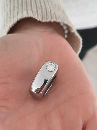 Moissanite Statement Ring: Stainless Steel Offset Design