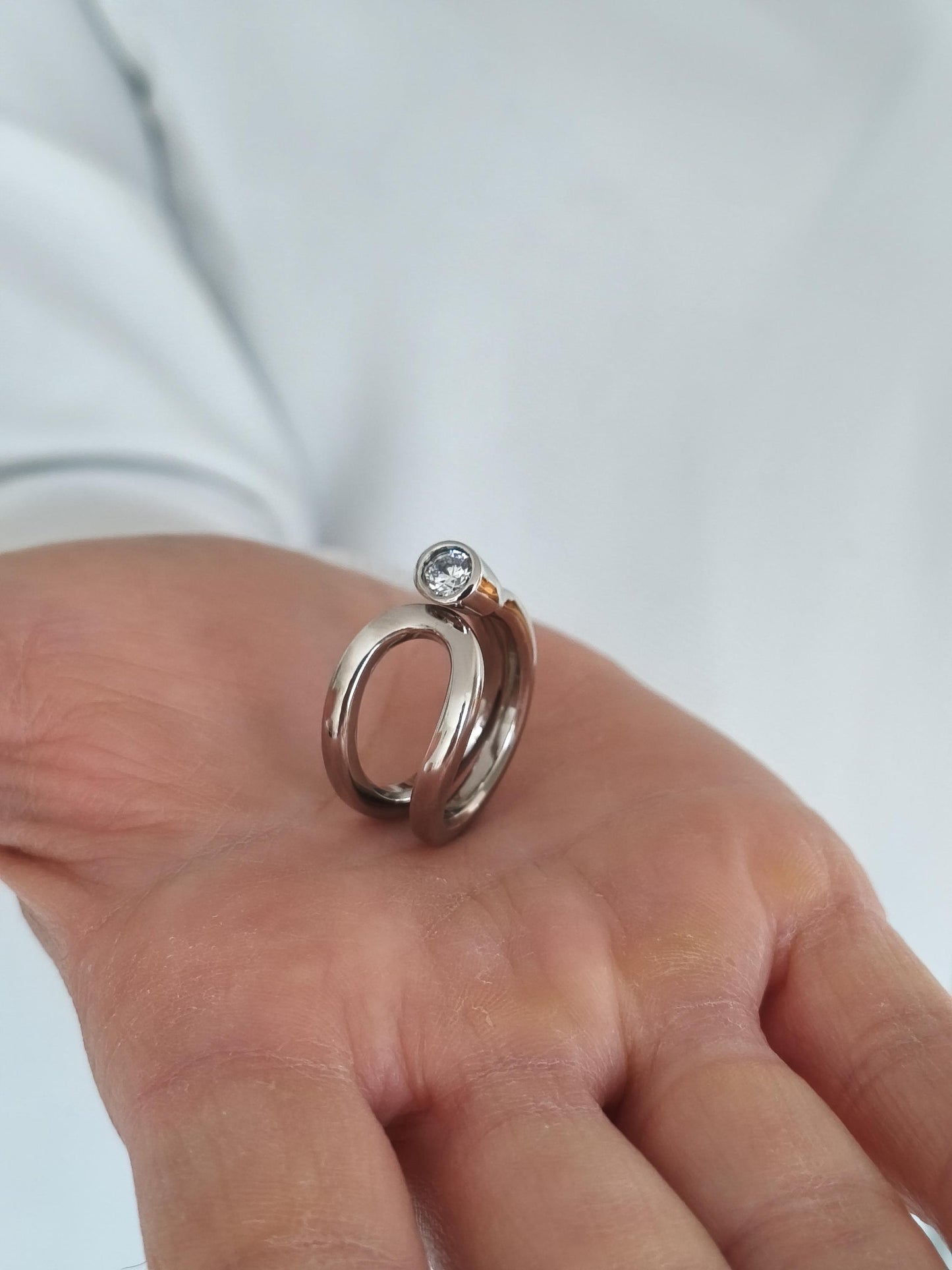 Engagement Moissanite Ring: Palladium Coated Silver, Statement Ring For Women
