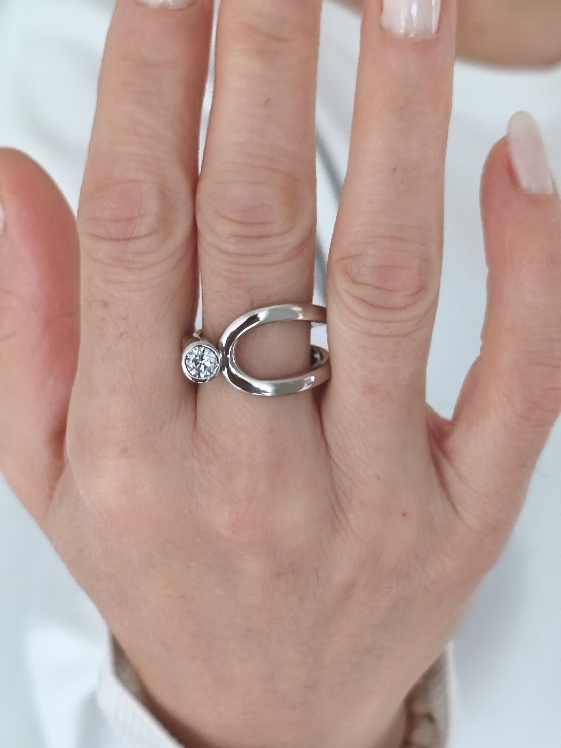 Engagement Moissanite Ring: Palladium Coated Silver, Statement Ring For Women