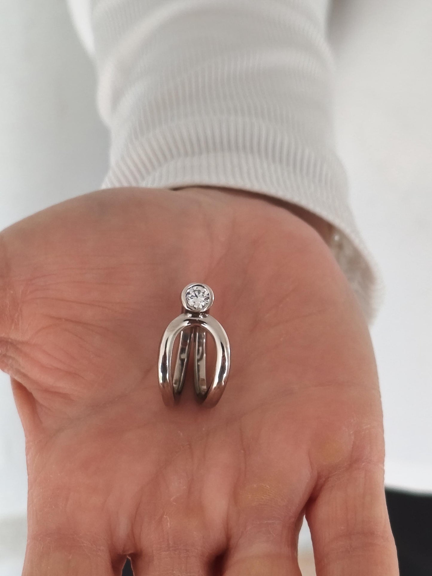 Engagement Moissanite Ring: Palladium Coated Silver, Statement Ring For Women