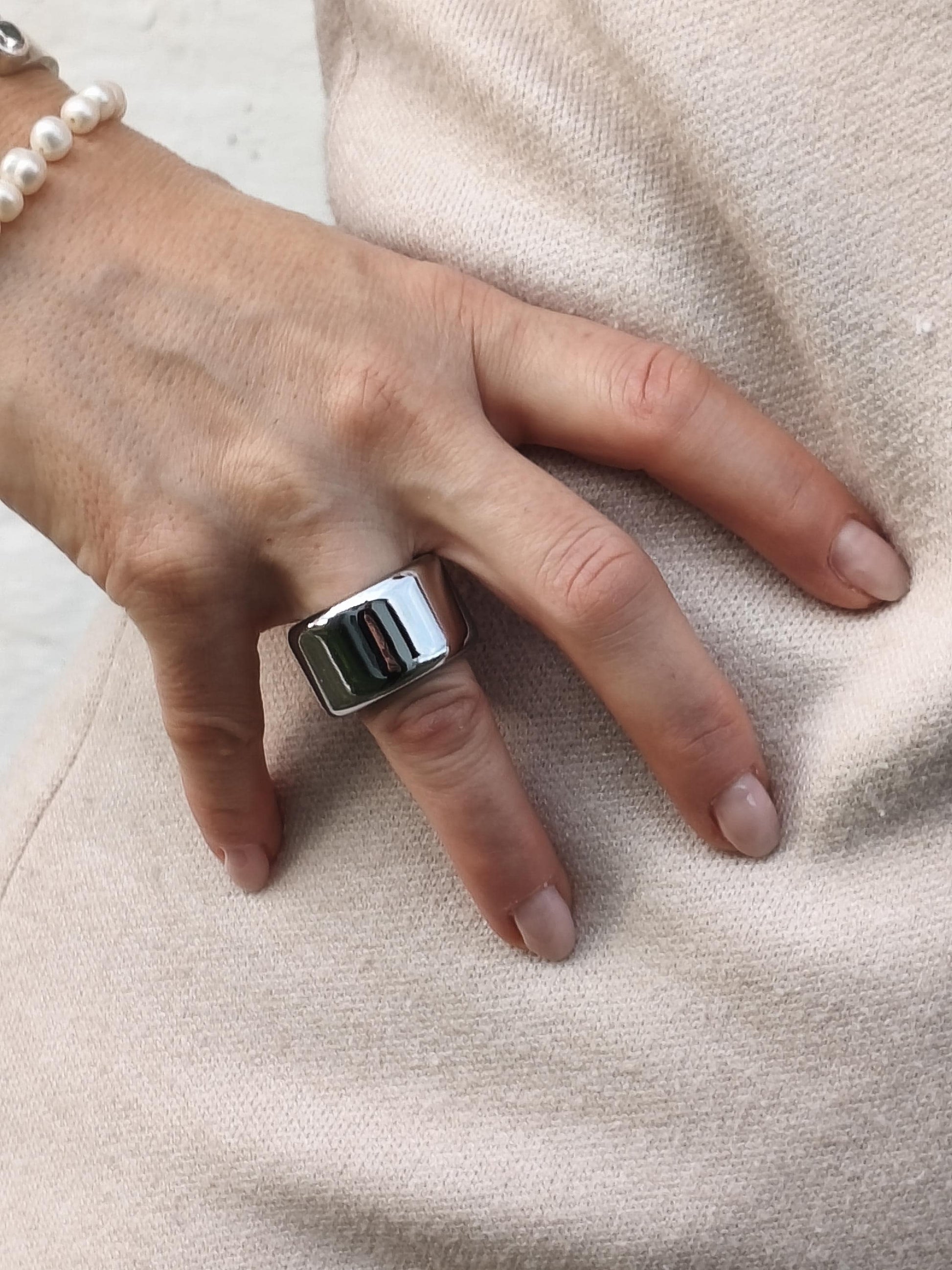 Thick Band Ring: Minimalist Statement Jewelry, Stainless Steel