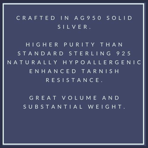 Wide Band Ring: Chunky Statement Ring, Triple Dome Band Ring, Silver AG 950