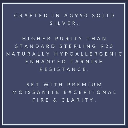 Statement Ring: Moissanite Solitaire Ring, Ag950 Silver Offset Design