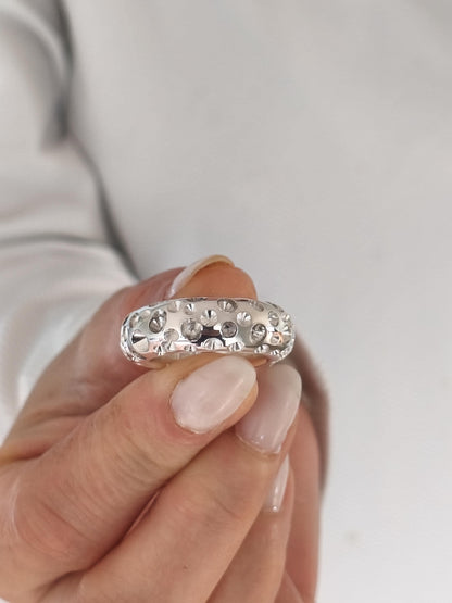 Thick Band Ring AG950 Silver : Chunky Statement Wedding Band