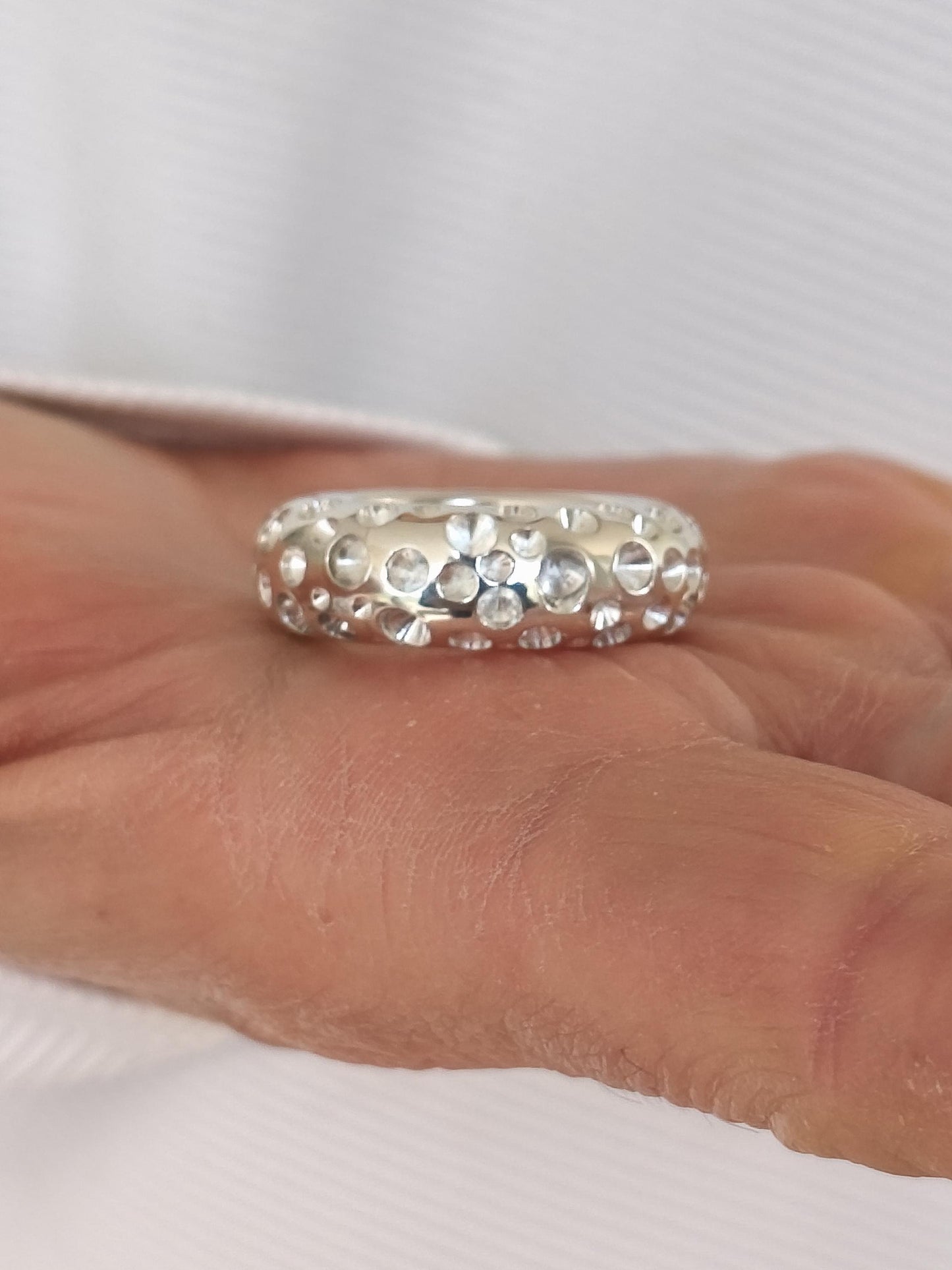 Thick Band Ring AG950 Silver : Chunky Statement Wedding Band