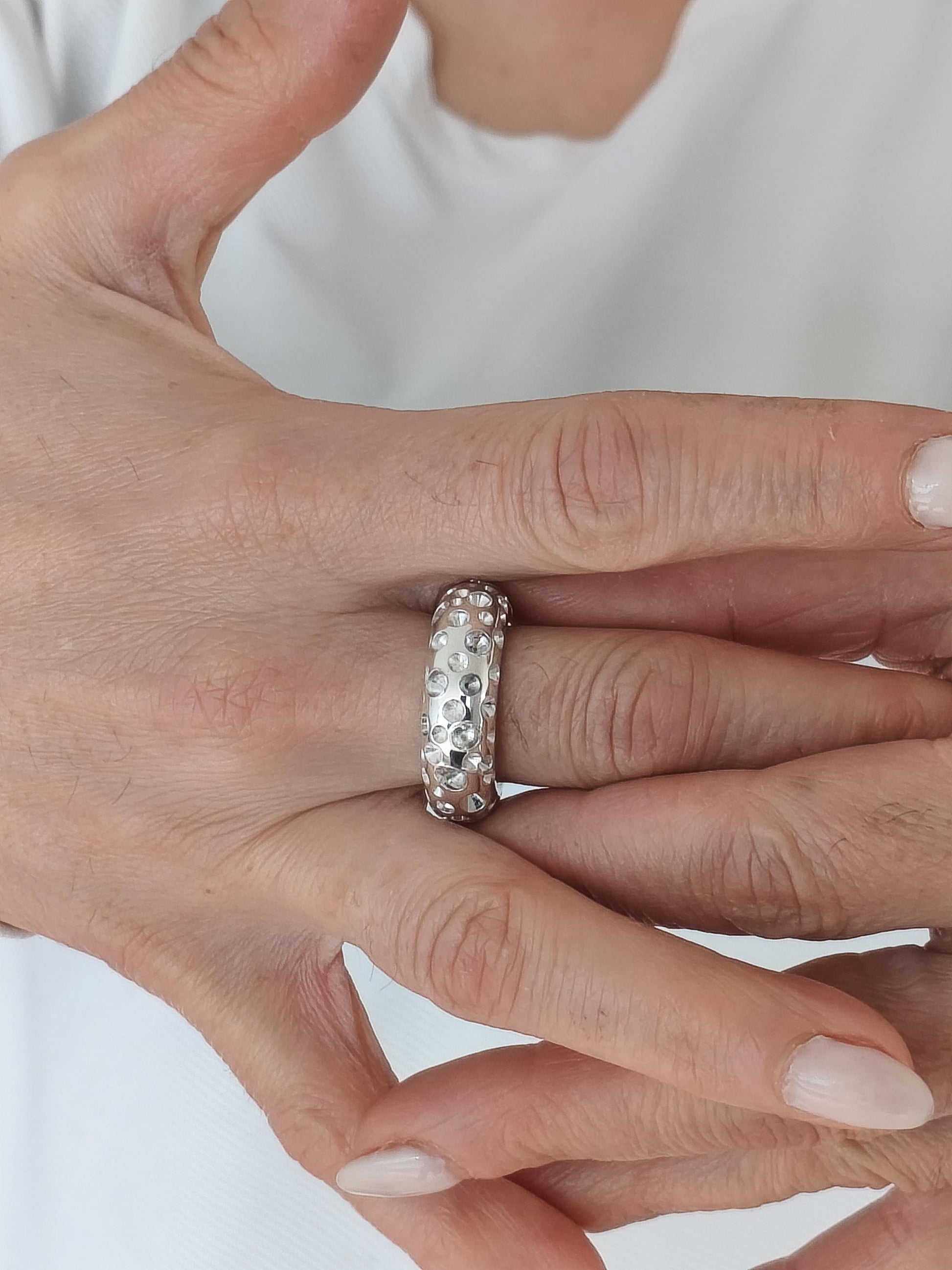 Thick Band Ring AG950 Silver : Chunky Statement Wedding Band