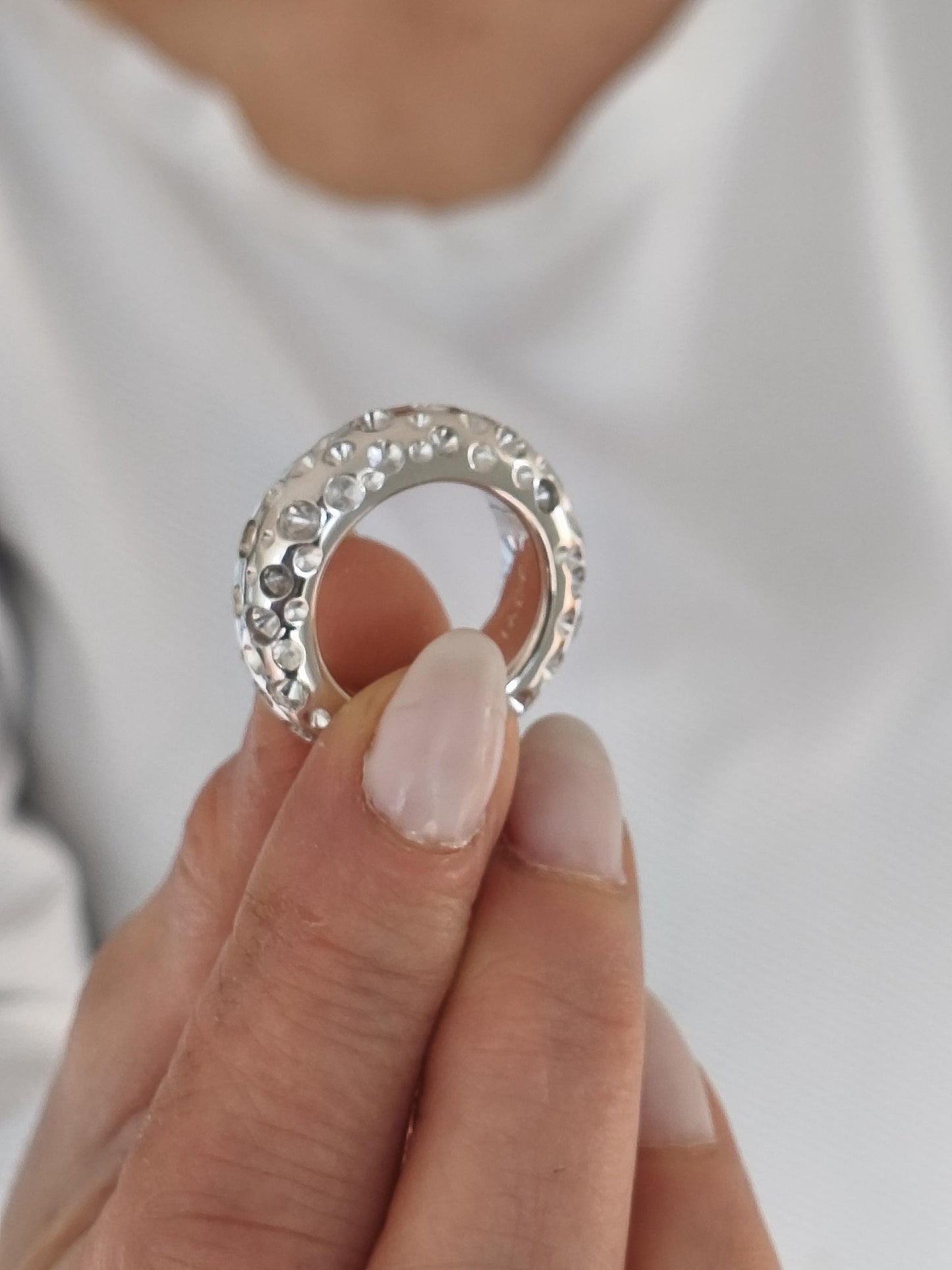 Thick Band Ring AG950 Silver : Chunky Statement Wedding Band