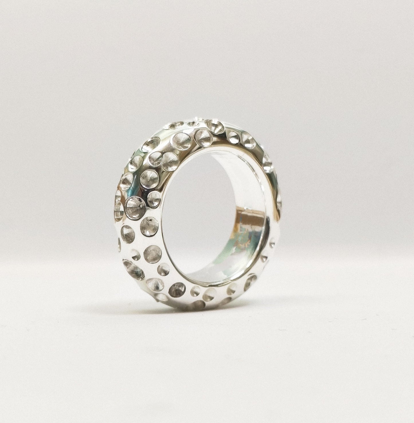 Thick Band Ring AG950 Silver : Chunky Statement Wedding Band