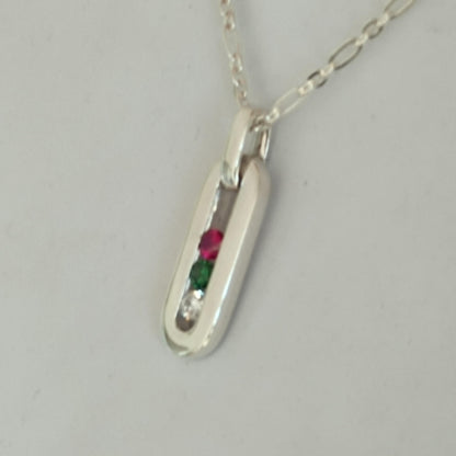 Multi Gemstone Pendant Necklace: Sterling Silver 925 Chain, Personalized Birthstone Necklace
