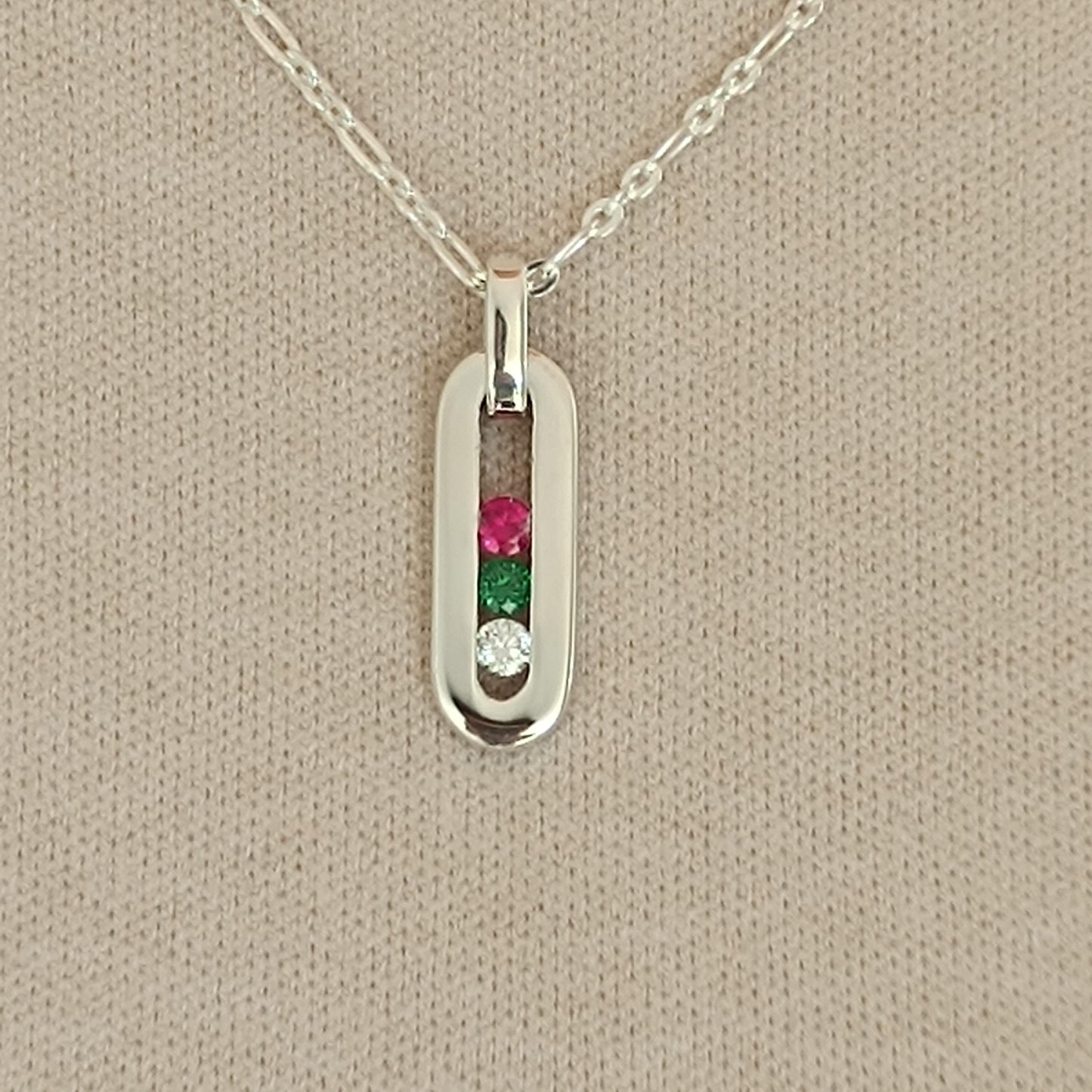 Multi Gemstone Pendant Necklace: Sterling Silver 925 Chain, Personalized Birthstone Necklace