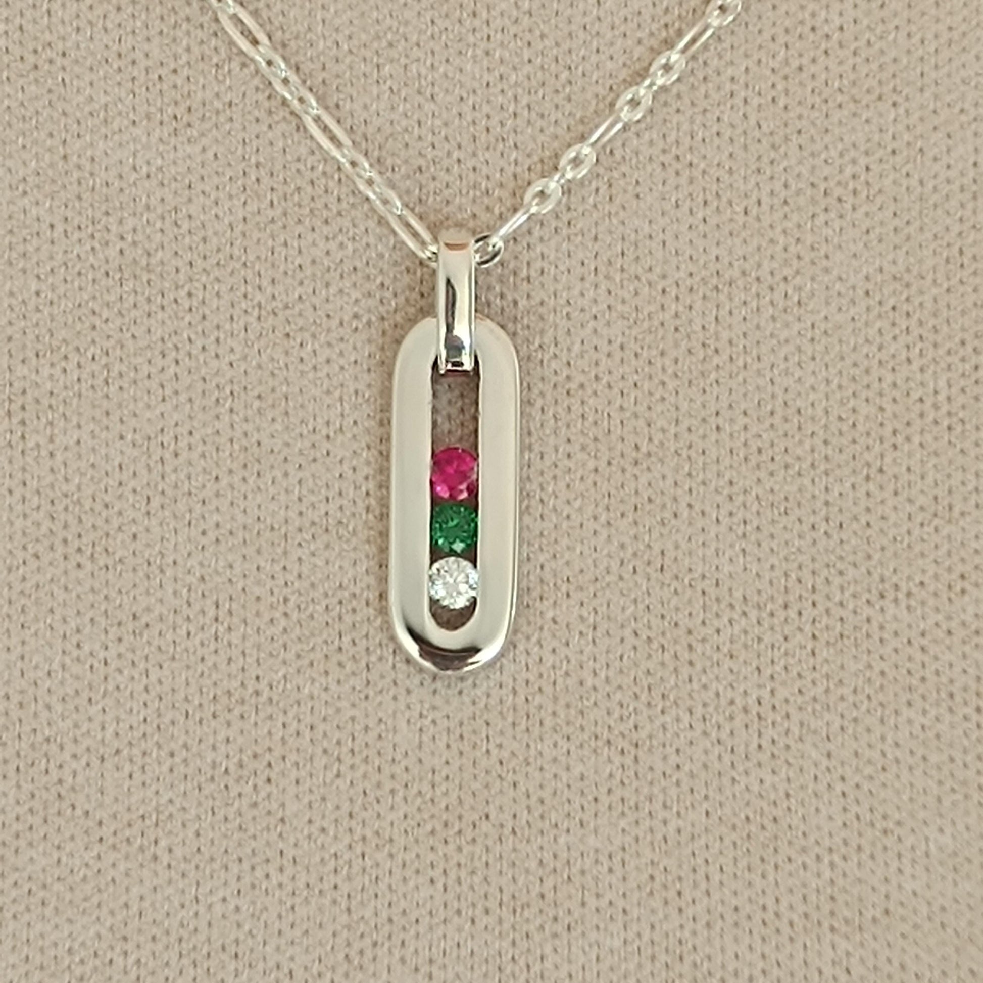 Multi Gemstone Pendant Necklace: Sterling Silver 925 Chain, Personalized Birthstone Necklace