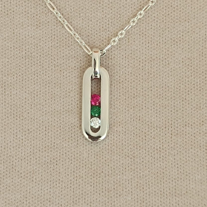 Multi Gemstone Pendant Necklace: Sterling Silver 925 Chain, Personalized Birthstone Necklace