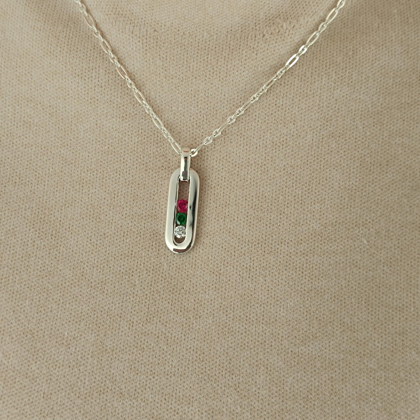 Multi Gemstone Pendant Necklace: Sterling Silver 925 Chain, Personalized Birthstone Necklace