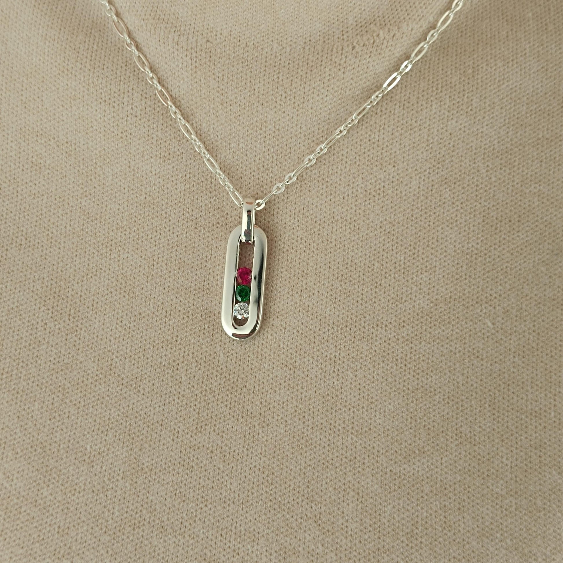 Multi Gemstone Pendant Necklace: Sterling Silver 925 Chain, Personalized Birthstone Necklace
