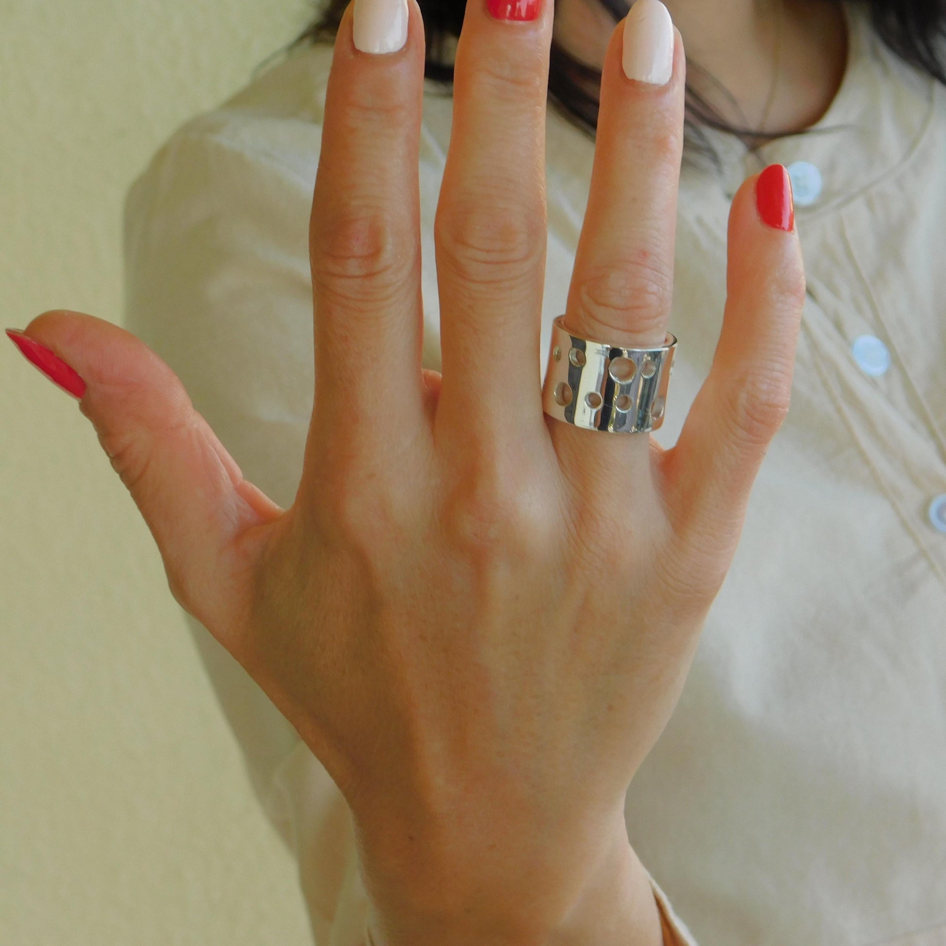 Band Ring Silver: Wide Band Statement Ring, Modern Jewelry
