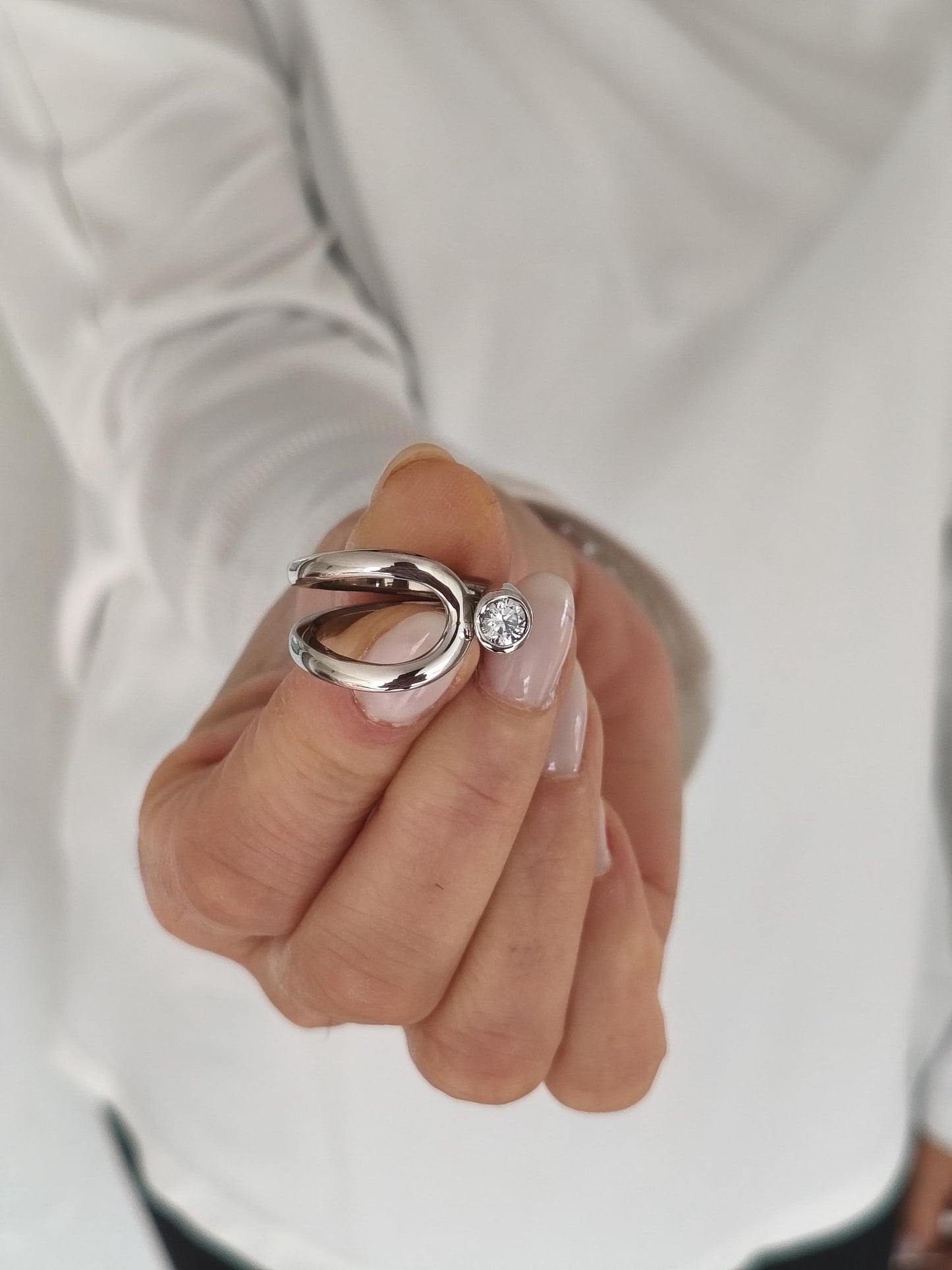 Engagement Moissanite Ring: Palladium Coated Silver, Statement Ring For Women