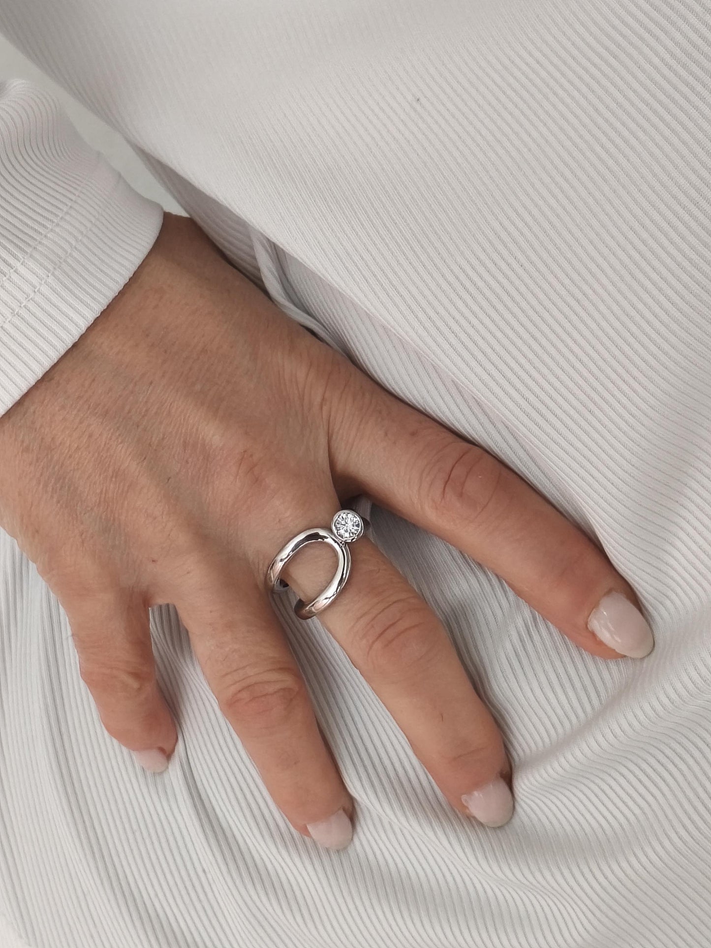 Engagement Moissanite Ring: Palladium Coated Silver, Statement Ring For Women