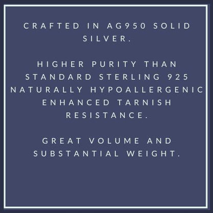 Statement Ring Ag950 Silver , Geometric Bar Design