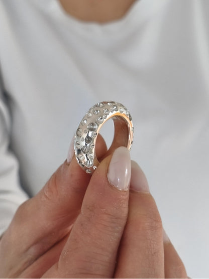 Thick Band Ring AG950 Silver : Chunky Statement Wedding Band