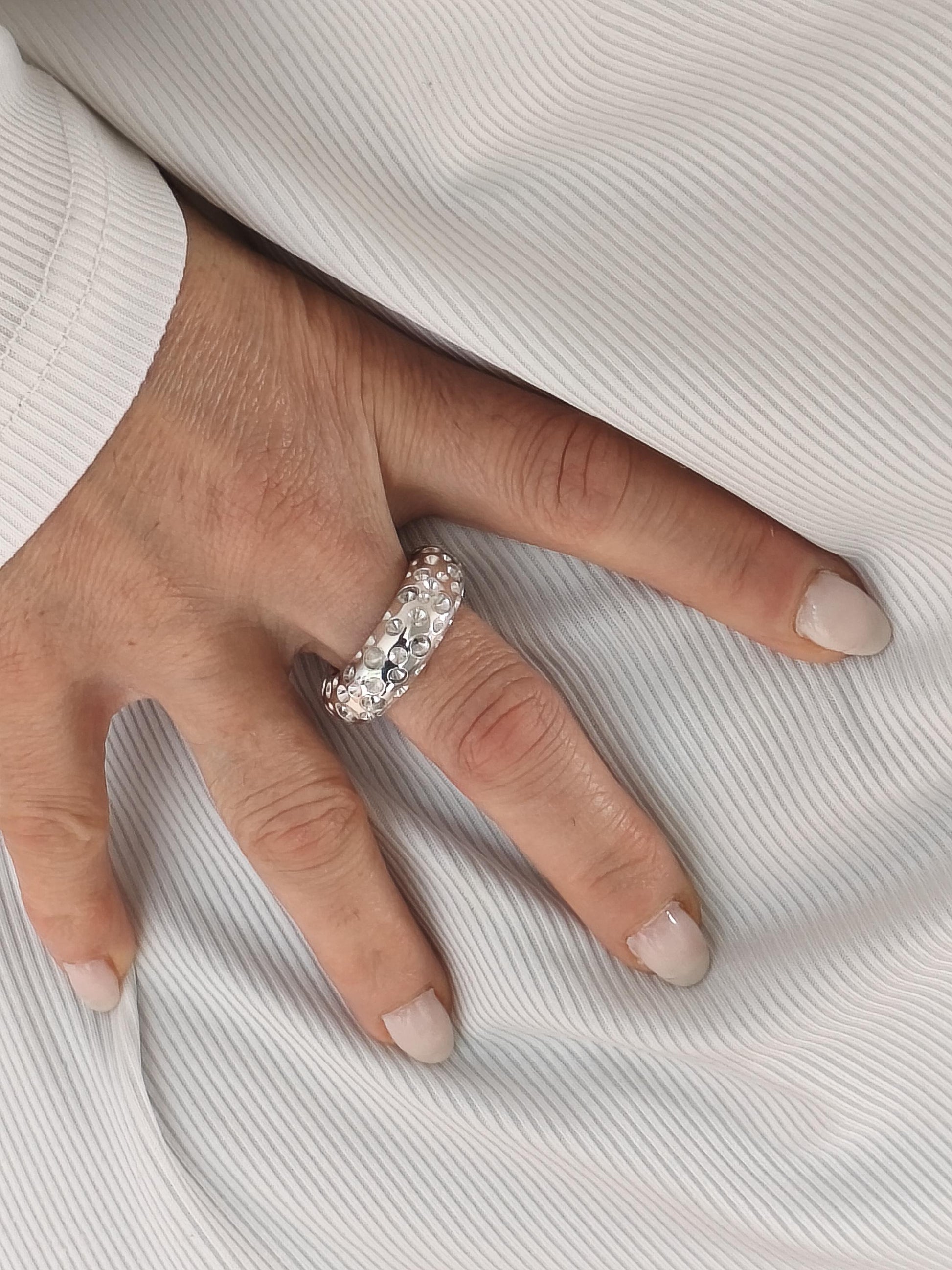 Thick Band Ring AG950 Silver : Chunky Statement Wedding Band