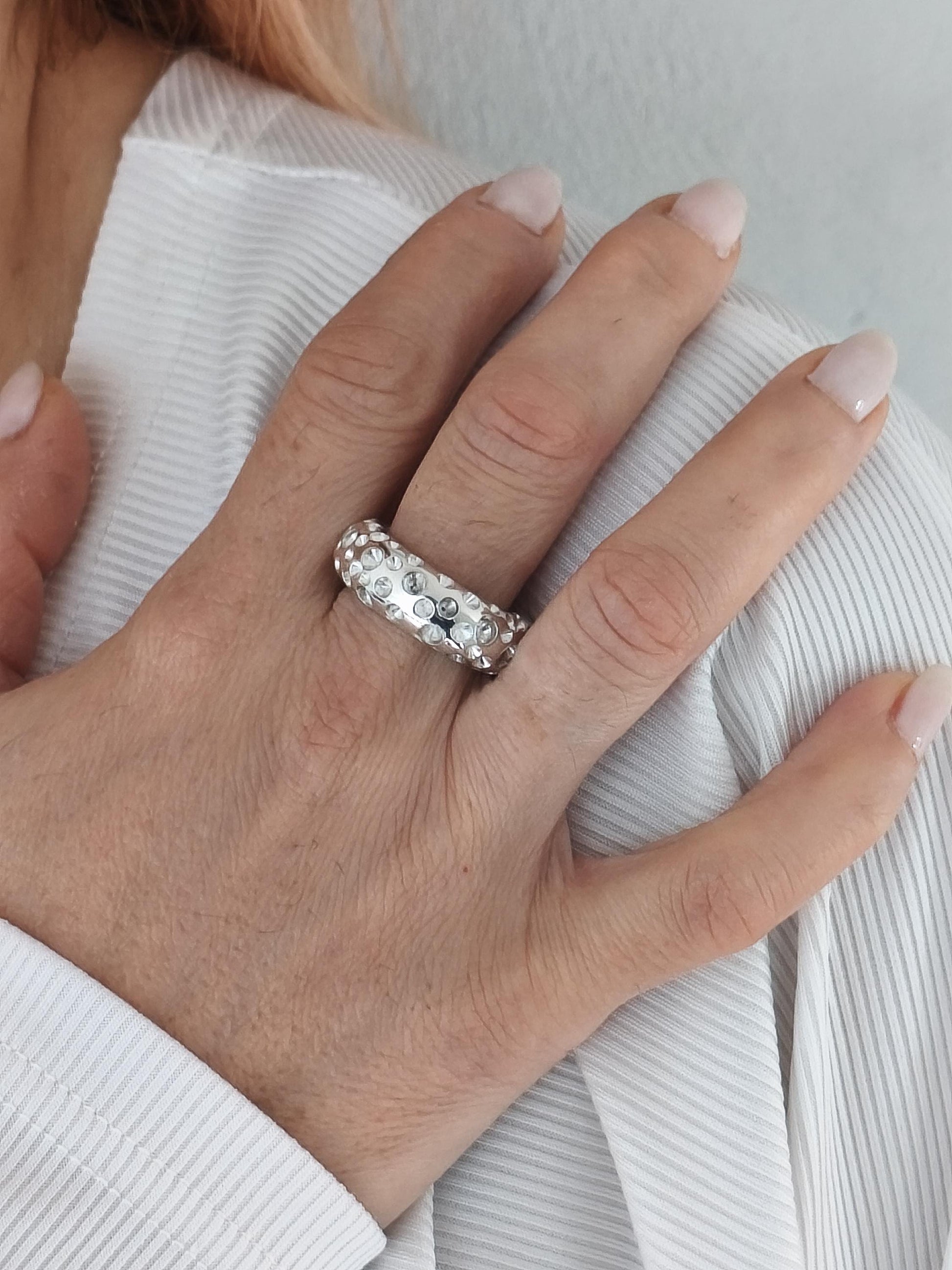 Thick Band Ring AG950 Silver : Chunky Statement Wedding Band