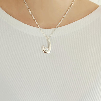 Silver neclace with moissanite and Sterling Silver 925 chain
