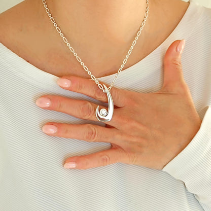 Silver neclace with moissanite and Sterling Silver 925 chain