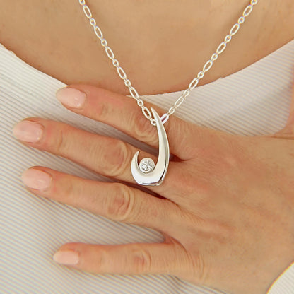 Silver neclace with moissanite and Sterling Silver 925 chain