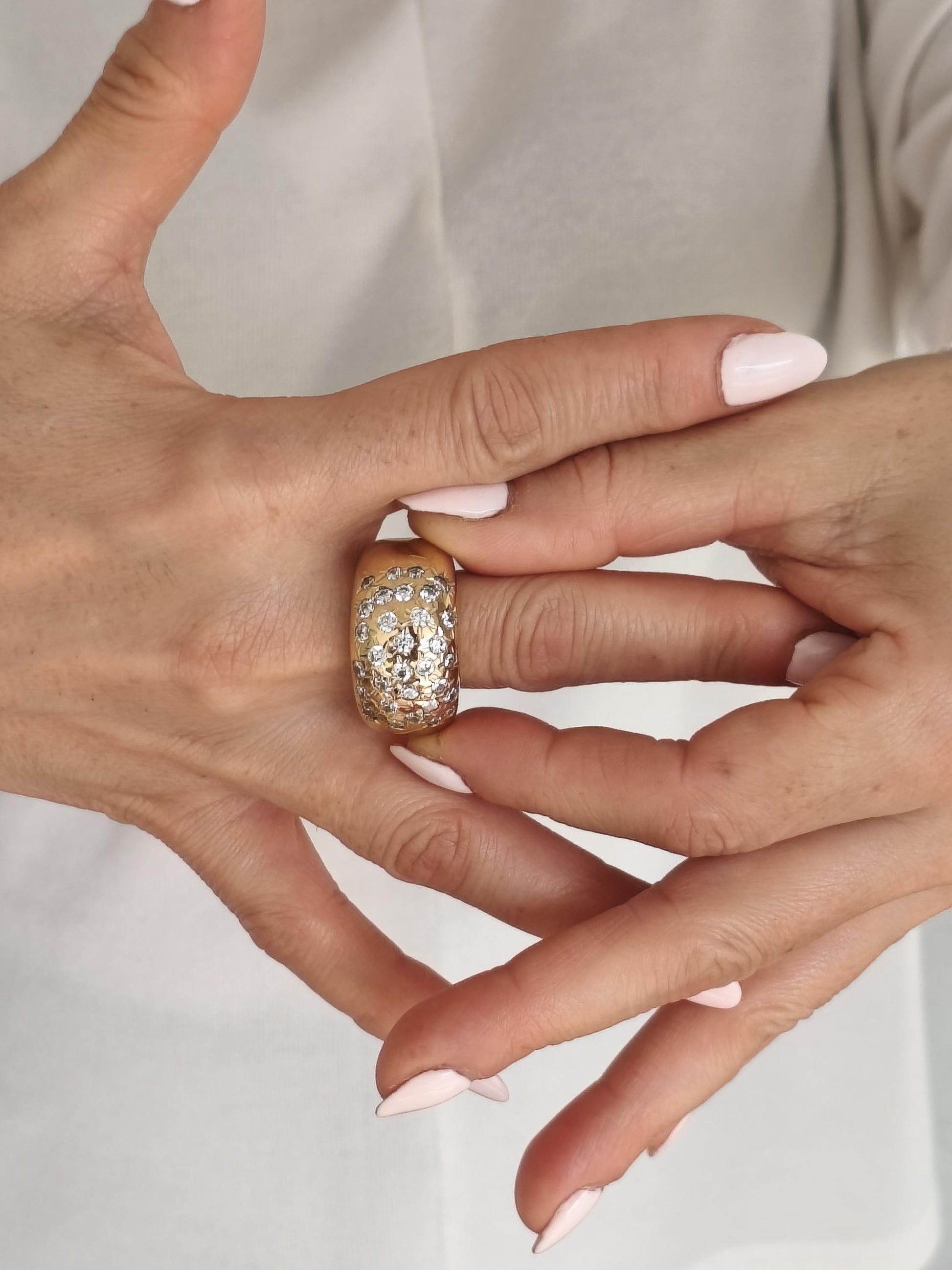 Large statement ring: Multiple gemstones Band, Wide Rings for Women, Heavy Jewelry