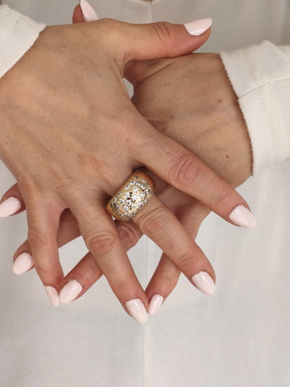 Large statement ring: Multiple gemstones Band, Wide Rings for Women, Heavy Jewelry