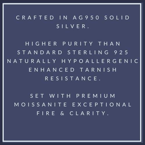 Promise Ring for Women: AG950 Silver Wide Band Ring, Marquise Cut Moissanite