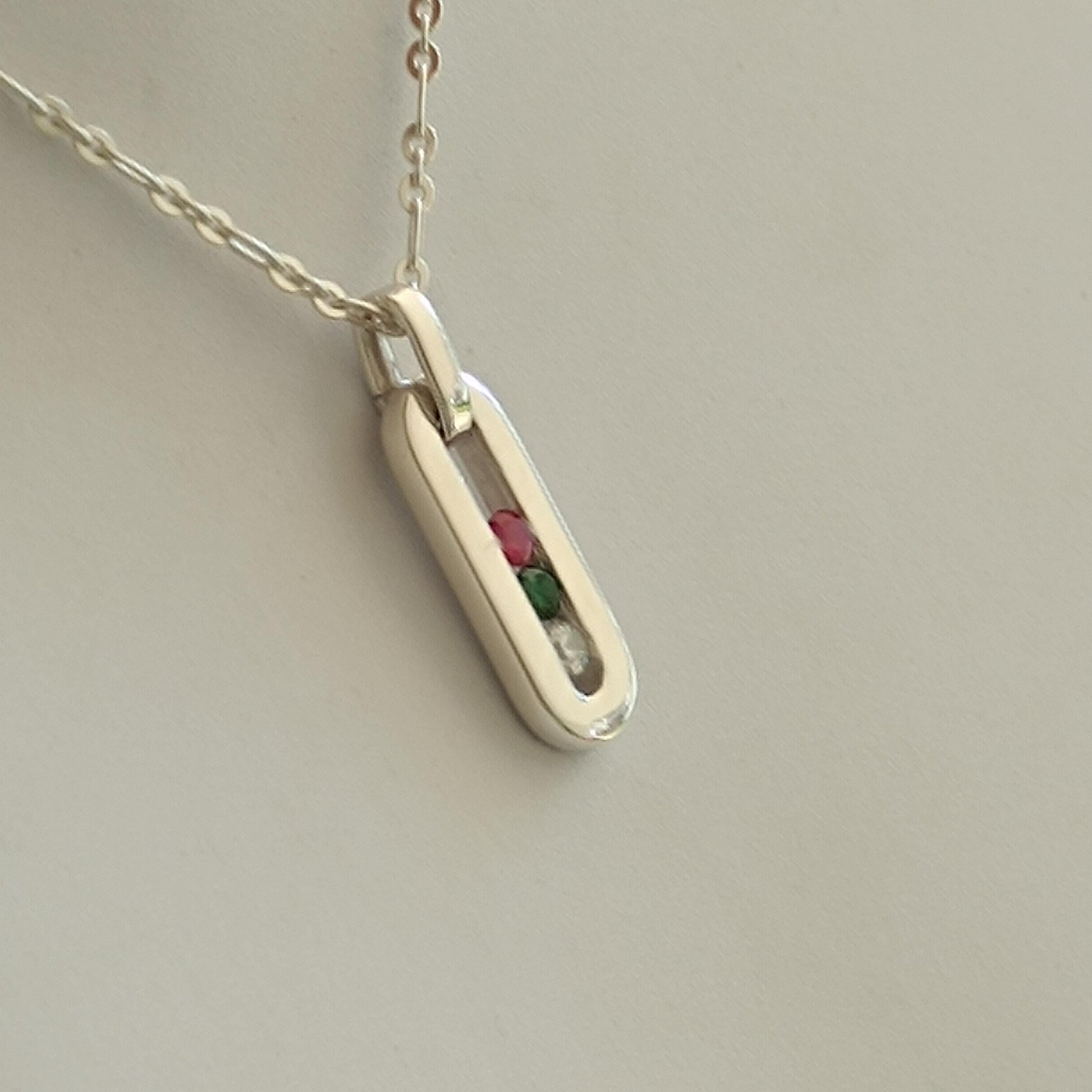 Multi Gemstone Pendant Necklace: Sterling Silver 925 Chain, Personalized Birthstone Necklace