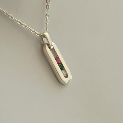 Multi Gemstone Pendant Necklace: Sterling Silver 925 Chain, Personalized Birthstone Necklace