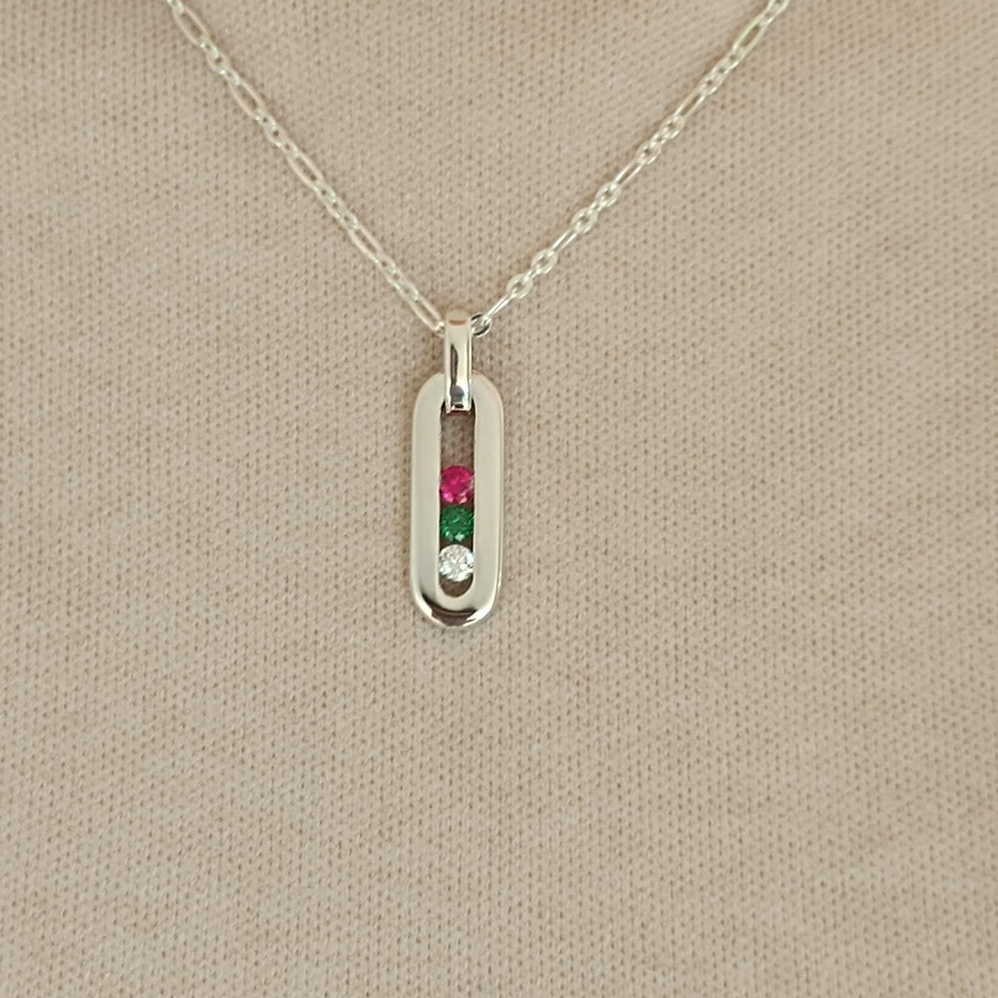 Multi Gemstone Pendant Necklace: Sterling Silver 925 Chain, Personalized Birthstone Necklace
