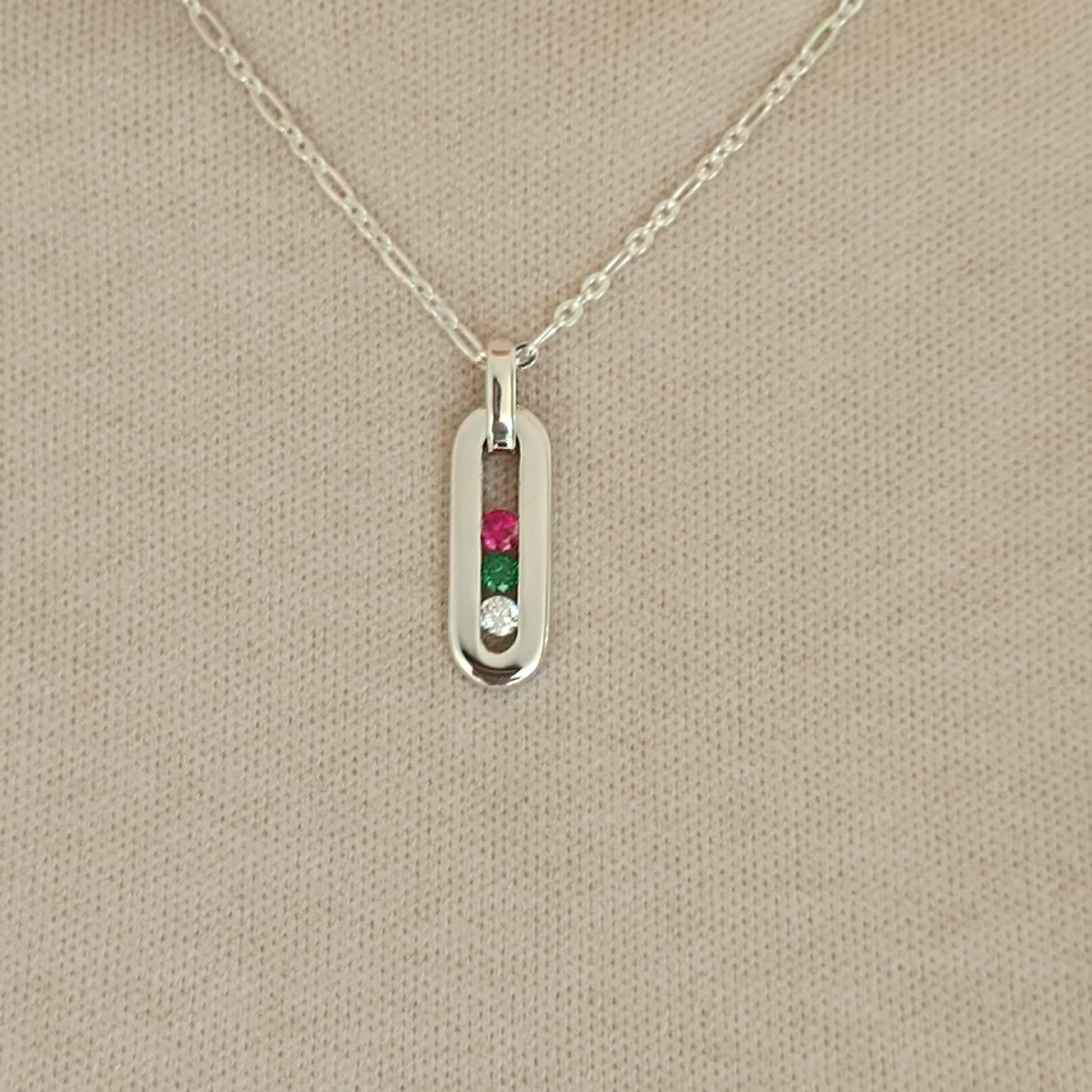 Multi Gemstone Pendant Necklace: Sterling Silver 925 Chain, Personalized Birthstone Necklace