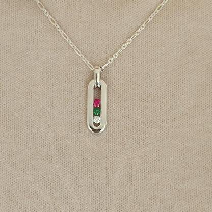 Multi Gemstone Pendant Necklace: Sterling Silver 925 Chain, Personalized Birthstone Necklace
