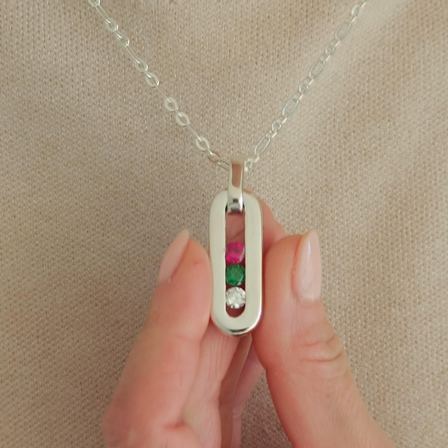 Multi Gemstone Pendant Necklace: Sterling Silver 925 Chain, Personalized Birthstone Necklace