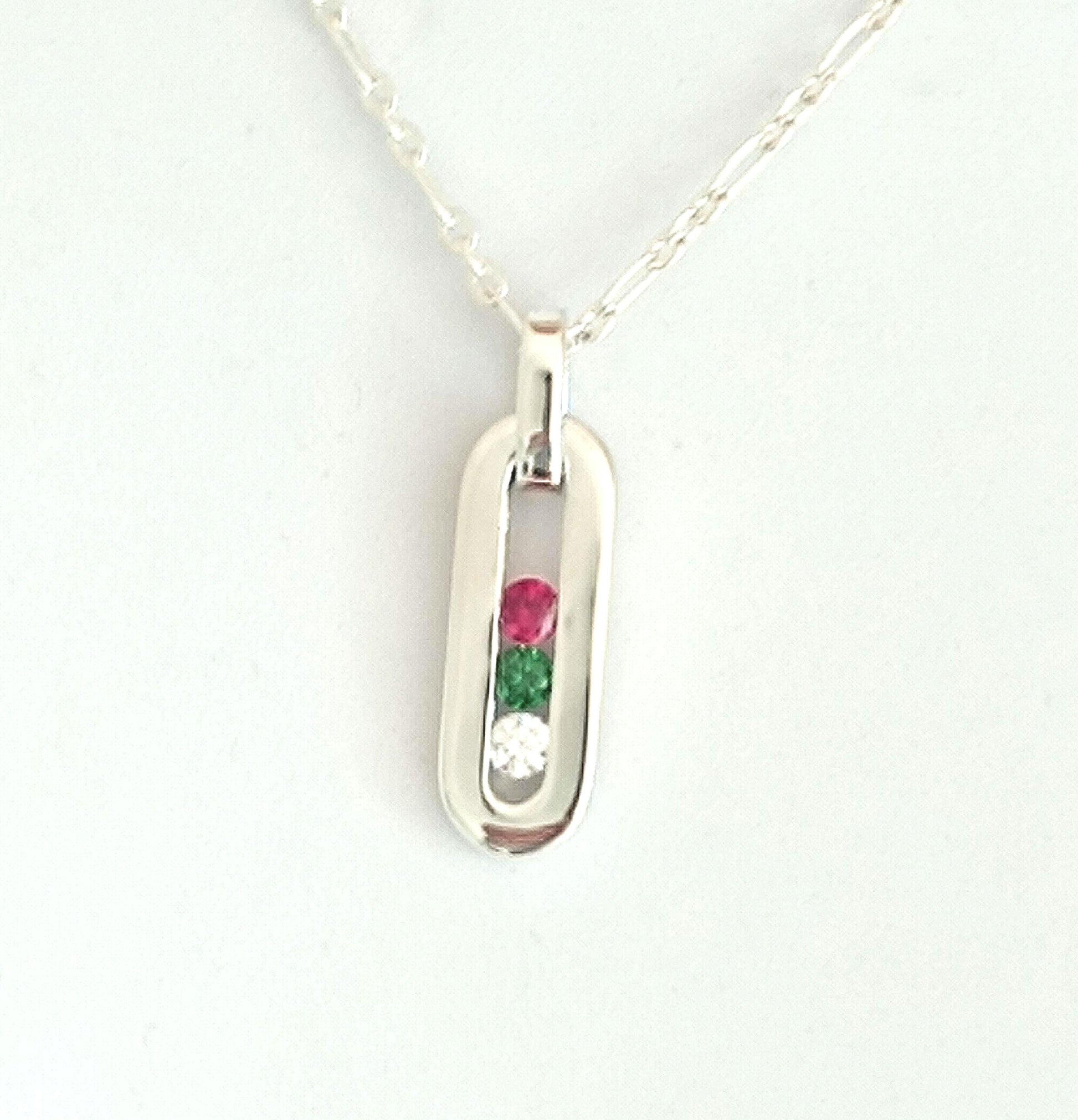 Multi Gemstone Pendant Necklace: Sterling Silver 925 Chain, Personalized Birthstone Necklace