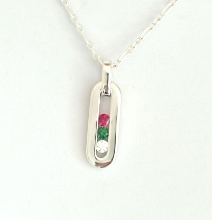 Multi Gemstone Pendant Necklace: Sterling Silver 925 Chain, Personalized Birthstone Necklace