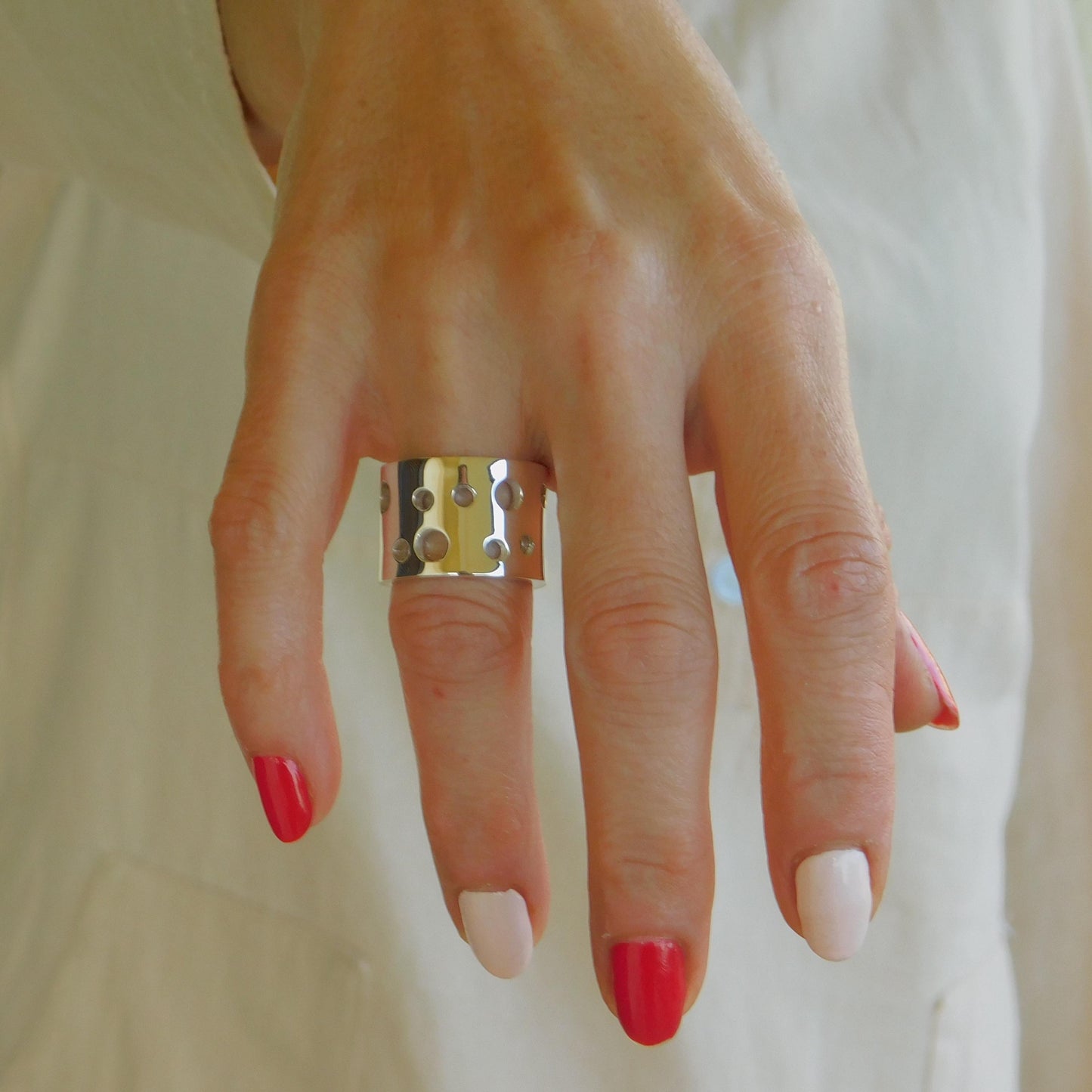 Band Ring Silver: Wide Band Statement Ring, Modern Jewelry