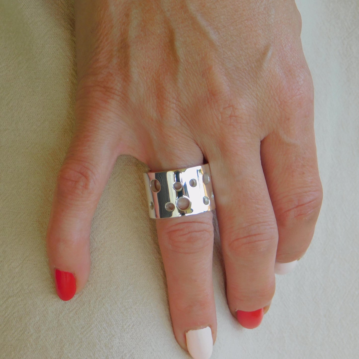 Band Ring Silver: Wide Band Statement Ring, Modern Jewelry