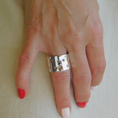 Band Ring Silver: Wide Band Statement Ring, Modern Jewelry