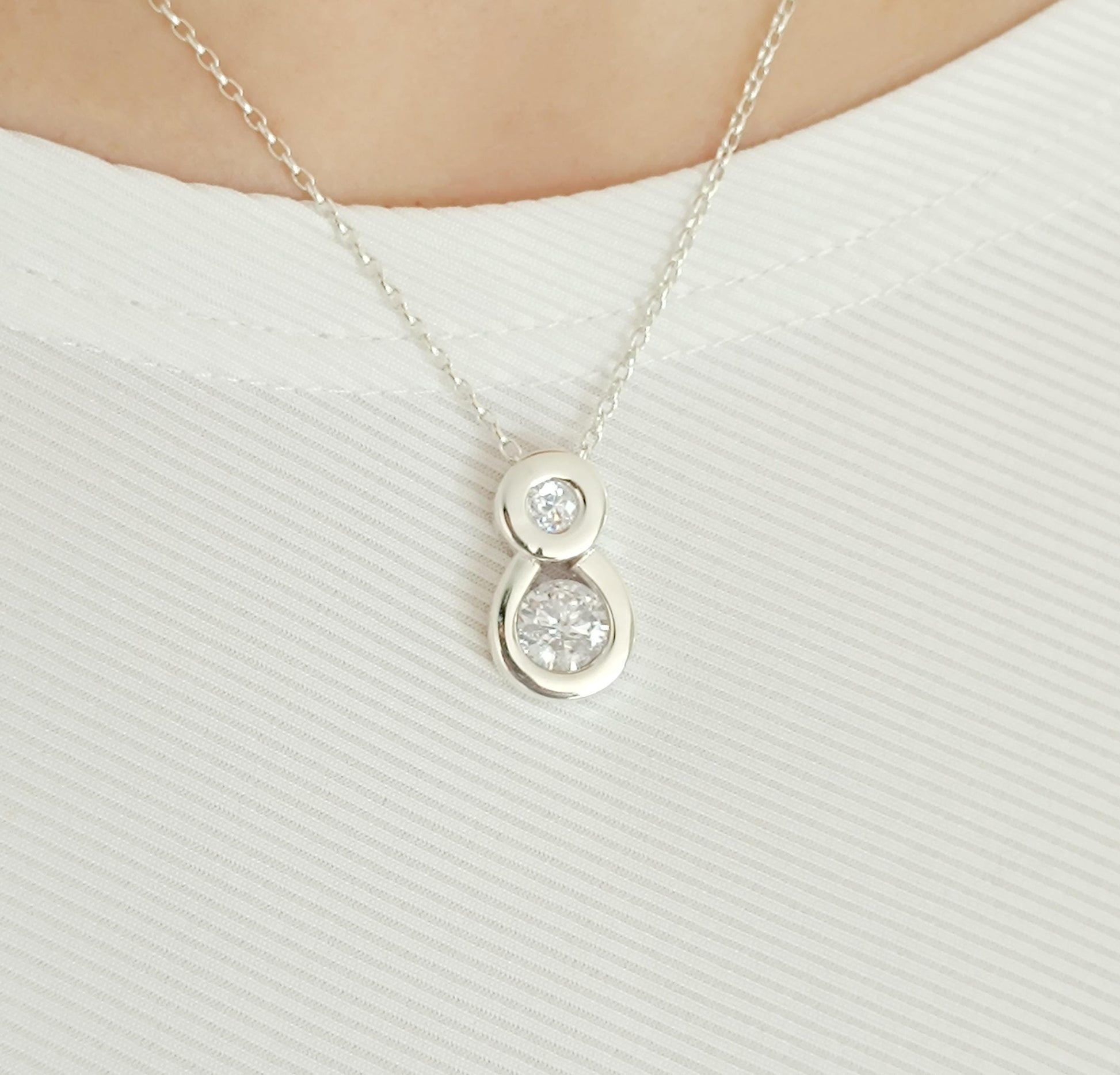 Motherhood Pendant Necklace, Pregnancy Jewelry with Zircon Stones, Mother and Baby Necklace, Silver AG950
