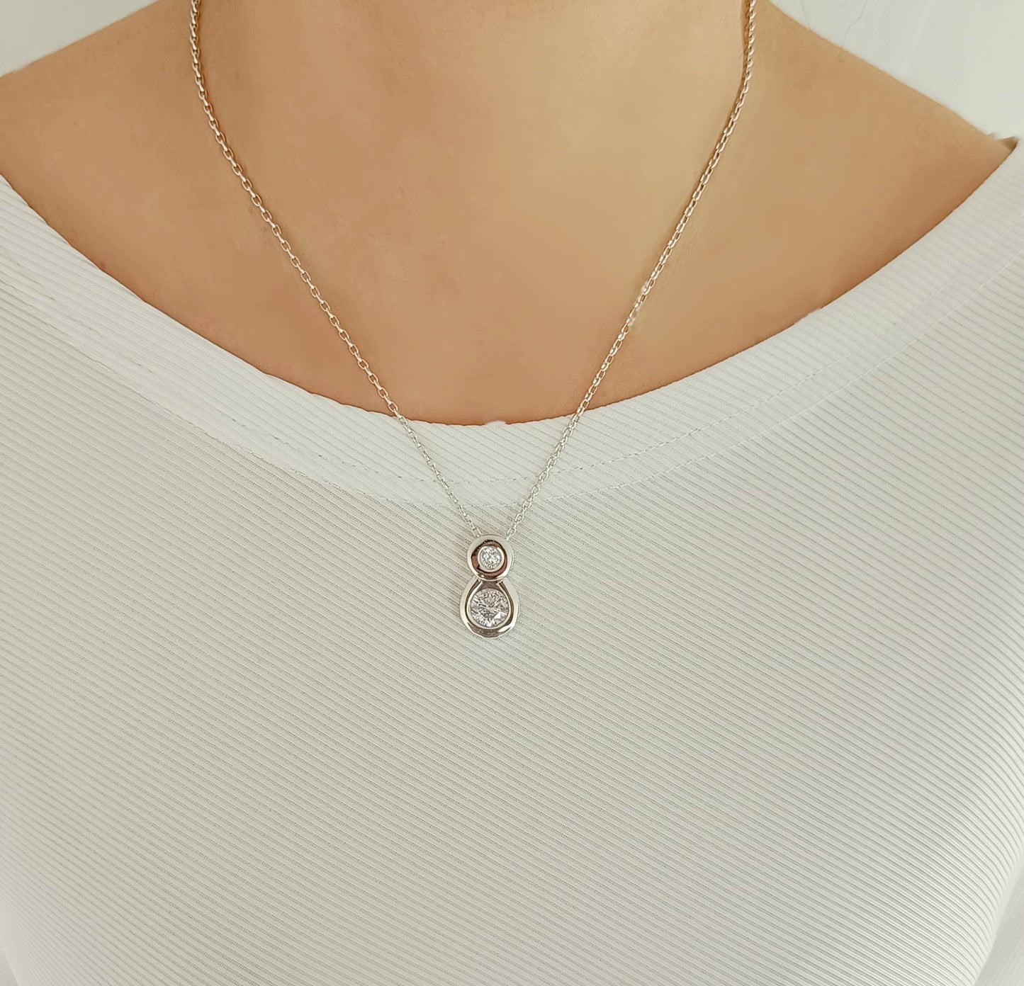 Motherhood Pendant Necklace, Pregnancy Jewelry with Zircon Stones, Mother and Baby Necklace, Silver AG950
