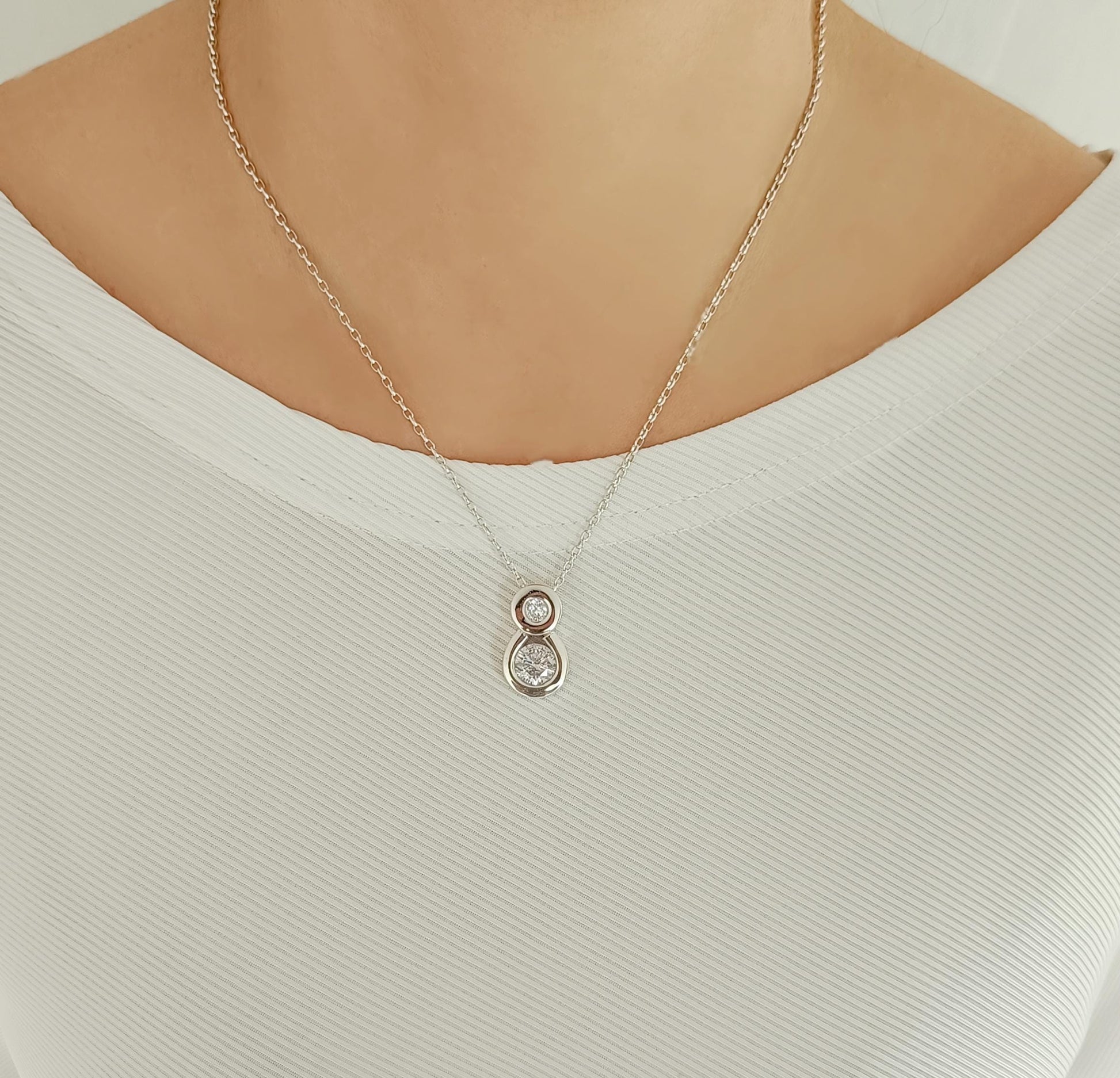 Motherhood Pendant Necklace, Pregnancy Jewelry with Zircon Stones, Mother and Baby Necklace, Silver AG950