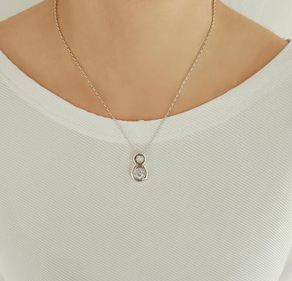 Motherhood Pendant Necklace, Pregnancy Jewelry with Zircon Stones, Mother and Baby Necklace, Silver AG950