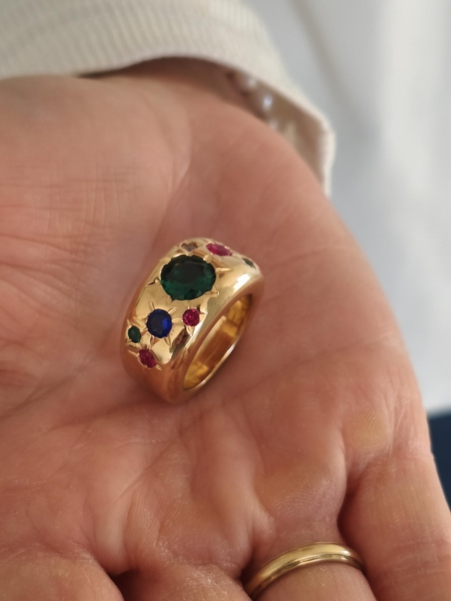 Gypsy Ring Gold plated: Multiple Gemstones Ring, Statement Ring for Women