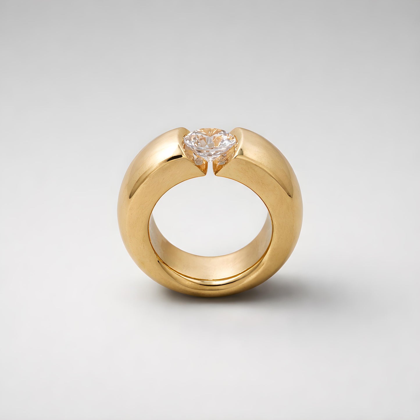 Thick Band Moissanite Ring: Wide Gold Statement Ring for Women